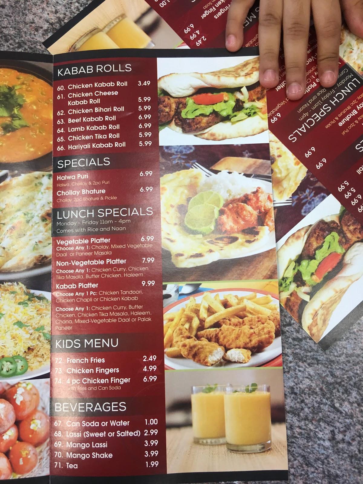 Menu at Tandoori Kabab restaurant, Voorhees Township
