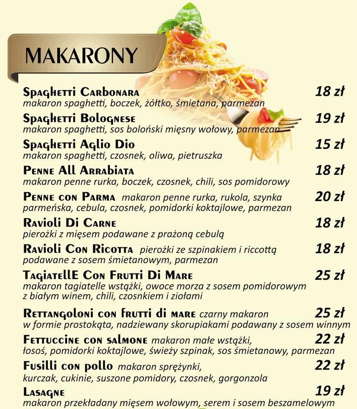 Menu at Non Solo Pizza restaurant, Lomza