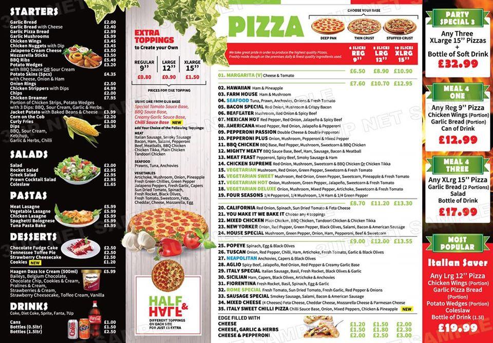 Menu at Italian Pizza Experts pizzeria, Shepperton