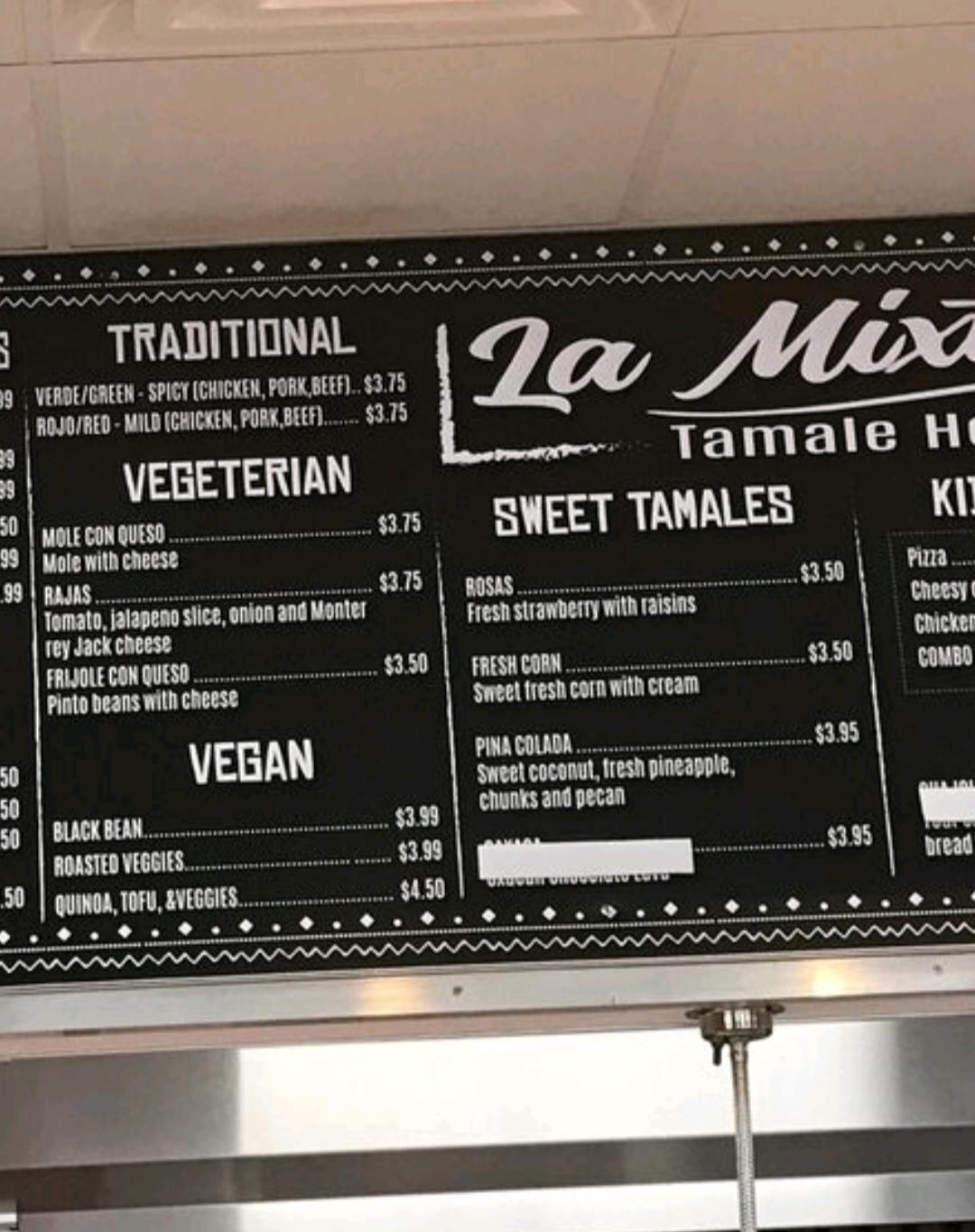 Menu at La Mixteca Tamale House restaurant, Suwanee