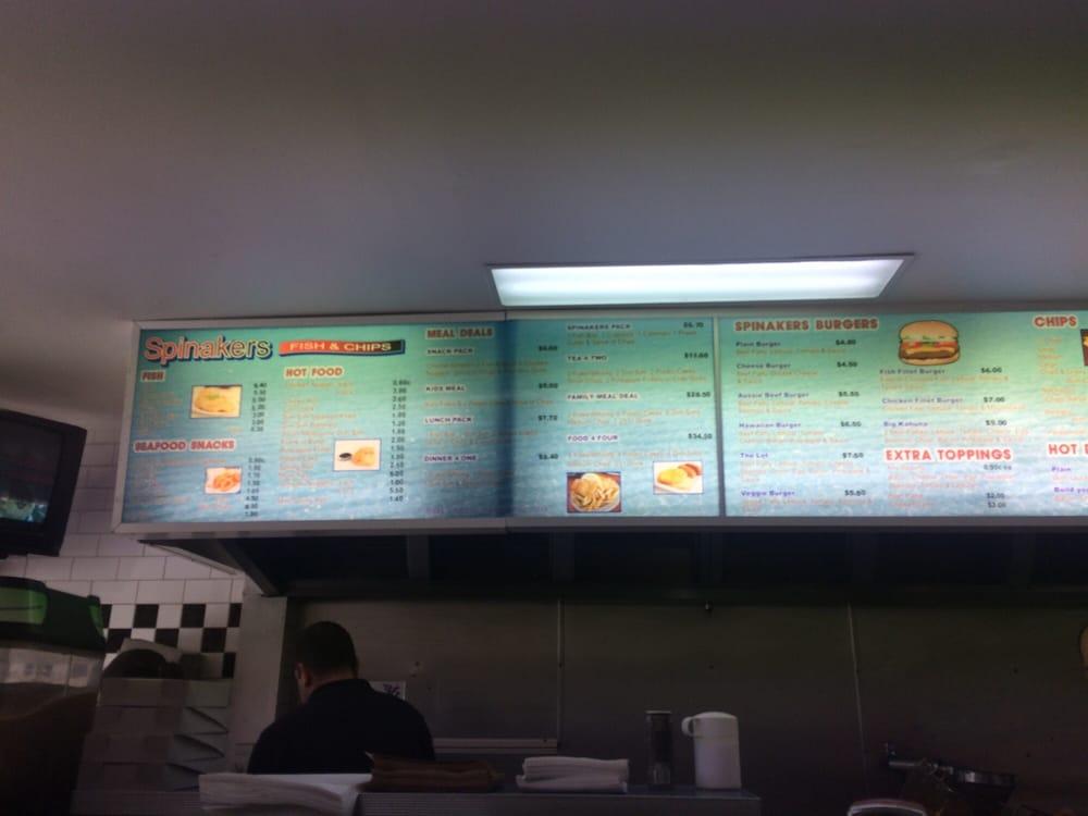 Menu at Spinakers Fish & Chips fast food, Yarra Junction