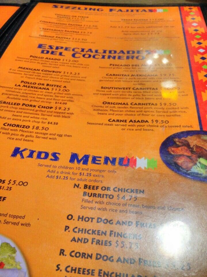 Menu at La Fiesta Mexican Grille restaurant, Gainesville, NW 39th Ave