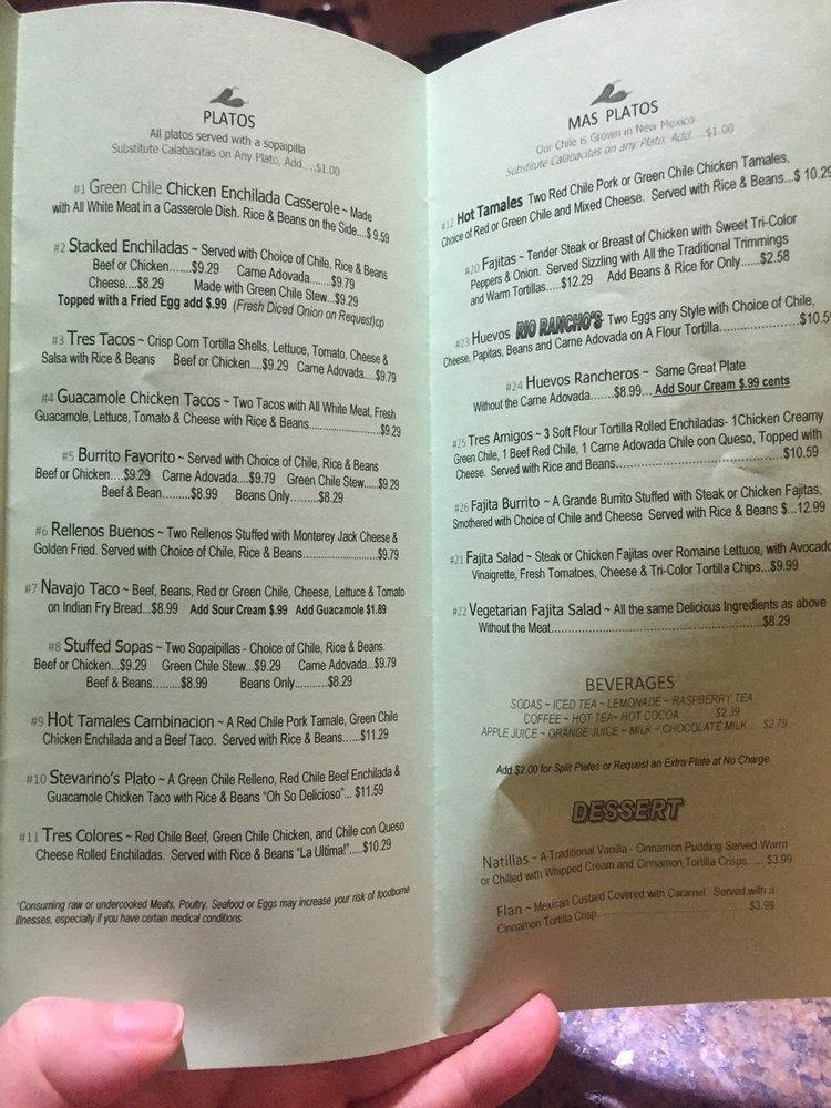 Menu at Hot Tamales restaurant, Rio Rancho, Rio Rancho Dr SE