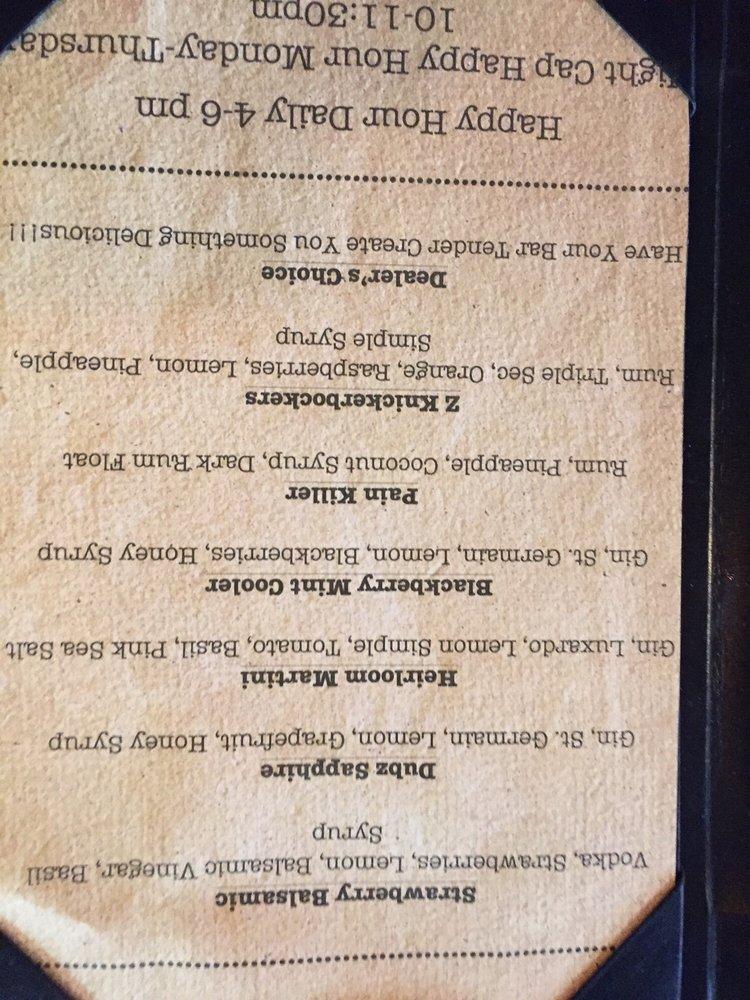 Carta de The Z Bar, Reno