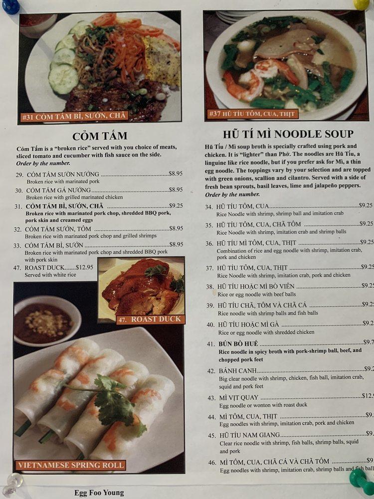 Menu at Taste of Asia restaurant, Eden Prairie