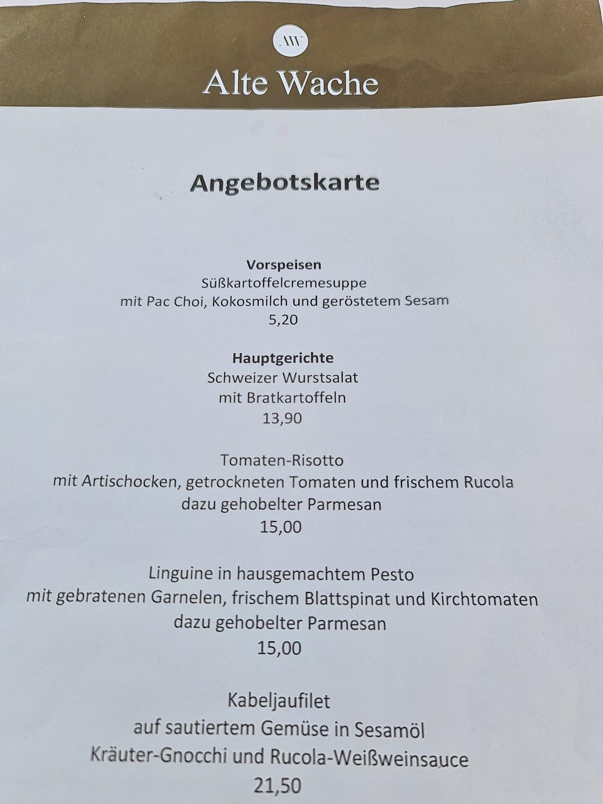 Speisekarte Von Alte Wache Restaurant Ostfildern