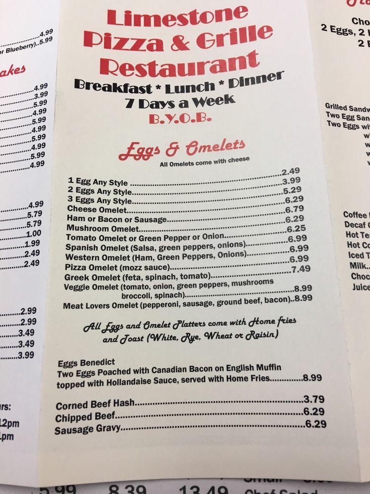 Menu at Limestone Pizza & Grille pizzeria, Cochranville