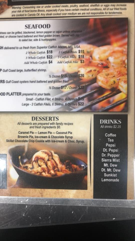 Menu at The Lodge Steak &Fish restaurant, USA, Co Rd 75