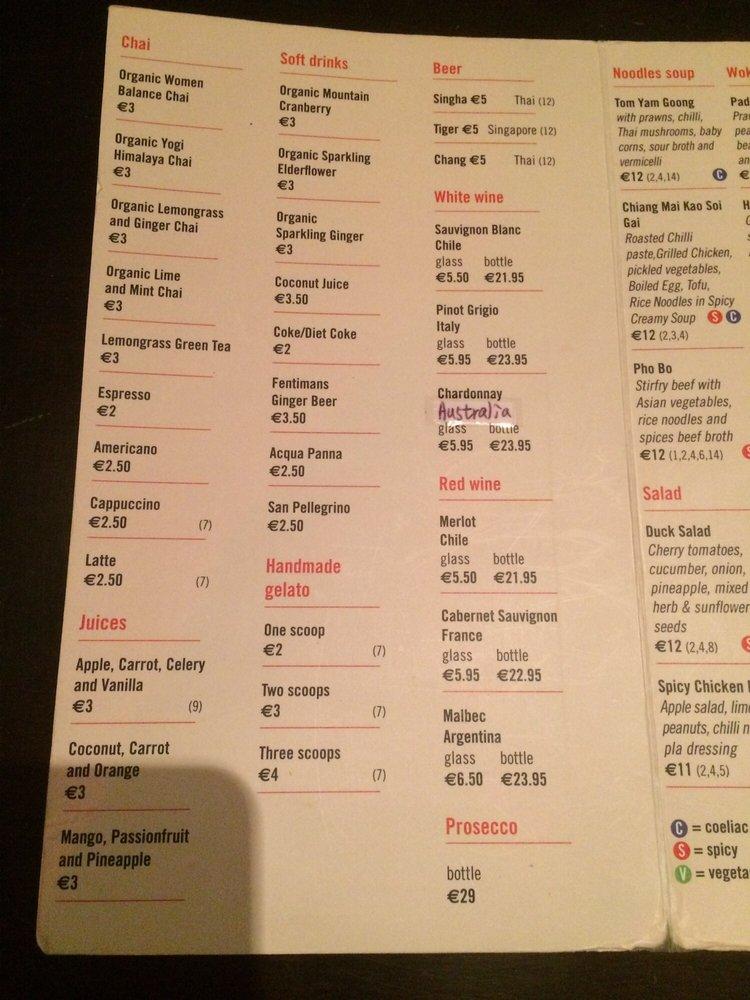 Menu at Khao Asian Street Food restaurant, Killarney