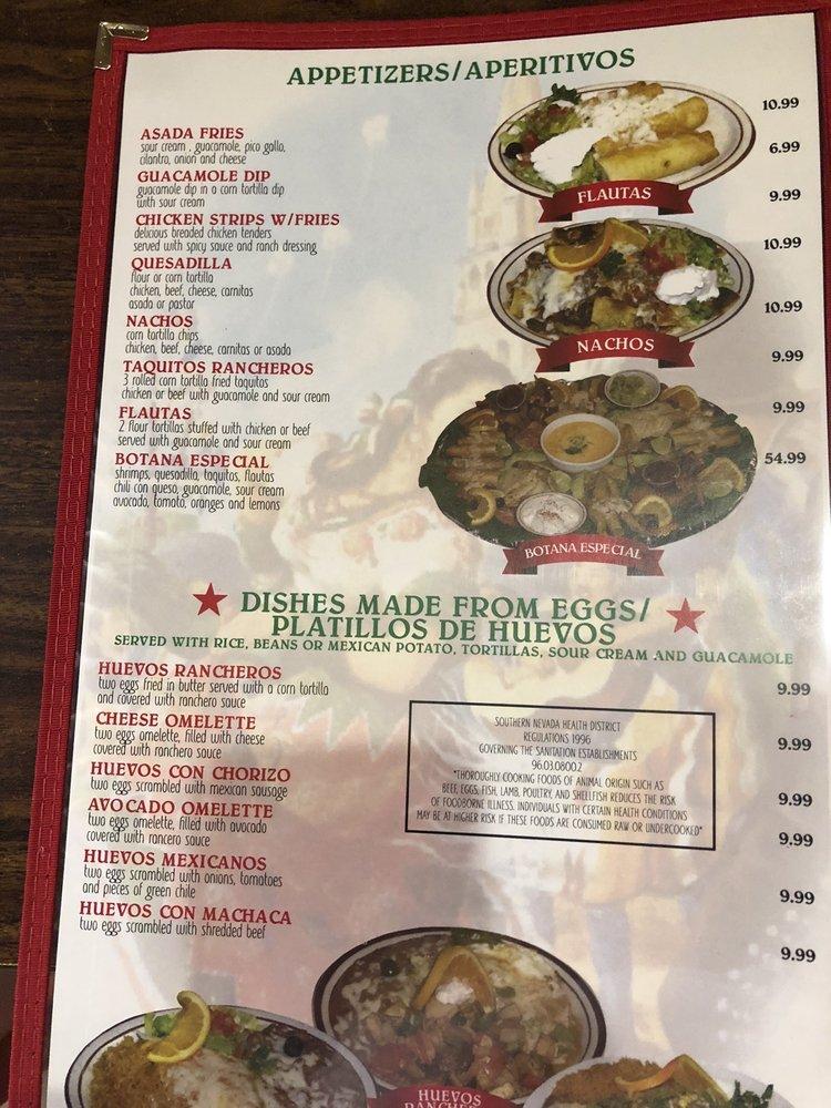 Menu at Los Lupes Mexican Restaurant, Mesquite