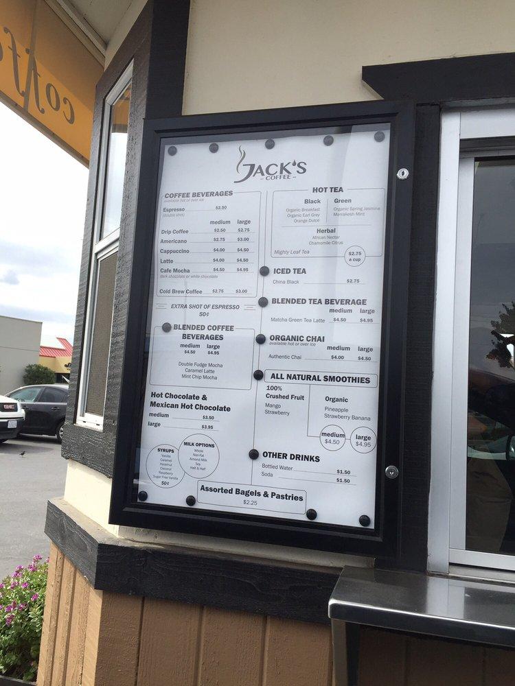 Menu at Jack's Coffee cafe, Salinas