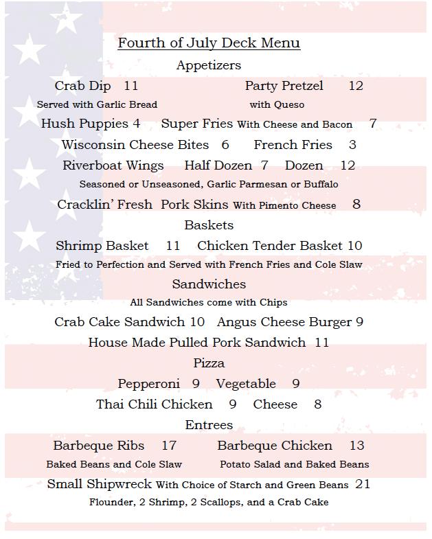 riverboat on the potomac menu with prices