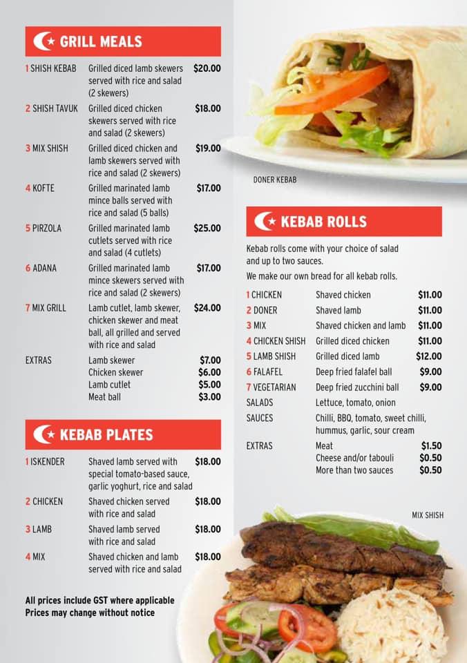 Menu at Charnwood Turkish Pide fast food, Charnwood