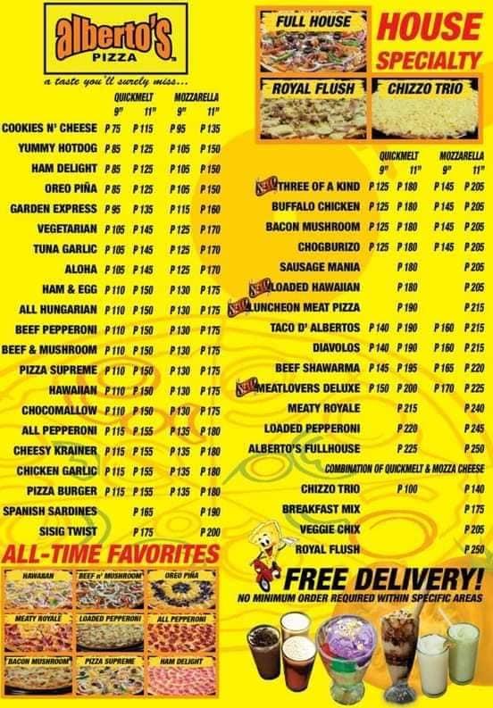 alberto's pizza menu list