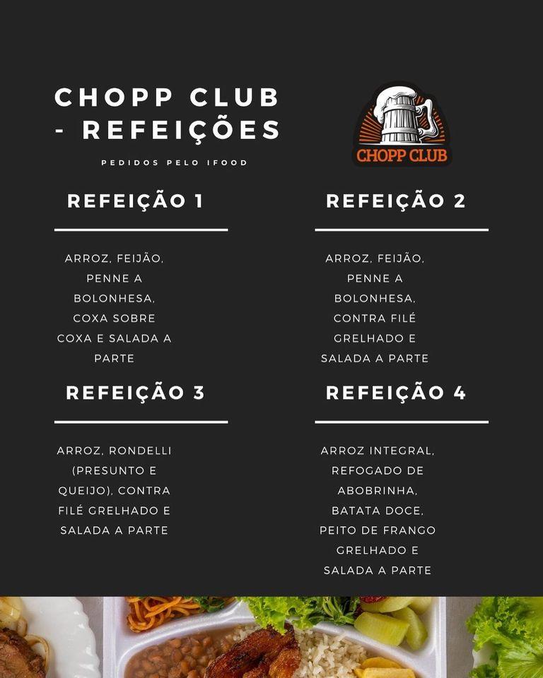 Menu at Chopp Club Bar, Londrina