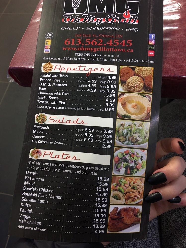 Menu at Oh My Grill restaurant, Ottawa