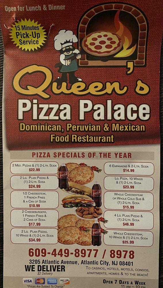 Menu at Queens Pizza Palace restaurant, Atlantic City