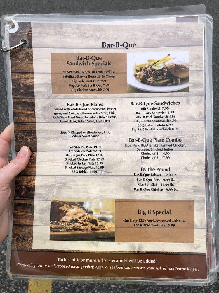 Menu At Big B Bar-B-Que, Alexander City