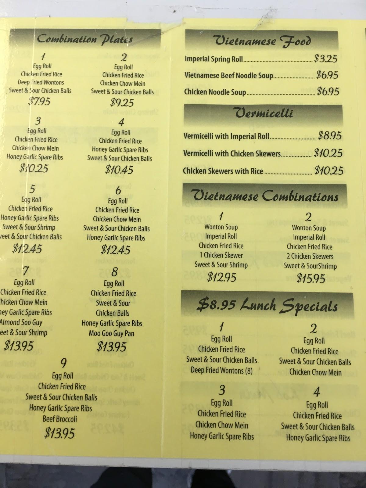Menu at Lucky Garden Chinese Restaurant, Minto