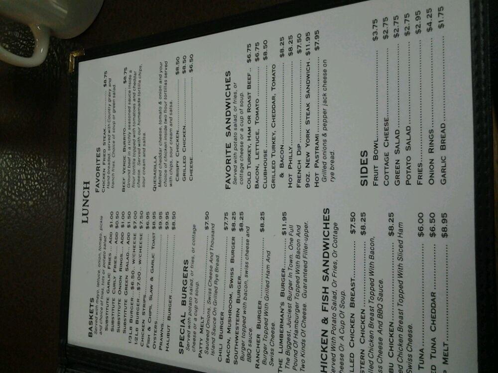 Menu at Stockpot Restaurant, Coos Bay