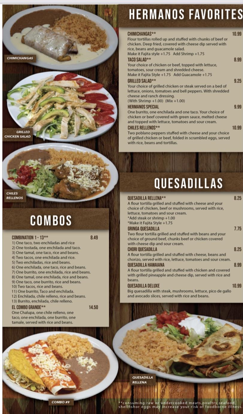 Menu at LOS HERMANOS MEXICAN GRILL #3 restaurant, Hohenwald, 36 E Main St