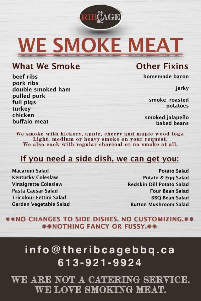 Menu at The Ribcage BBQ, Belleville