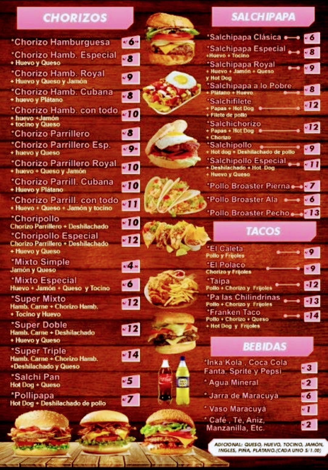 Menu at Franken Burger restaurant, Ate