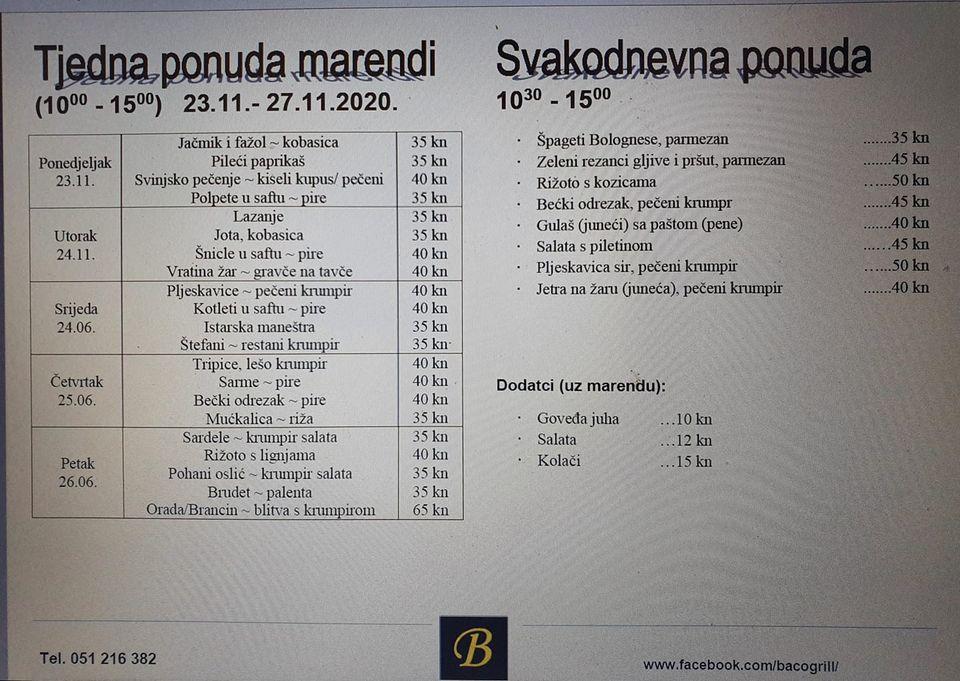 Menu di Baćo 