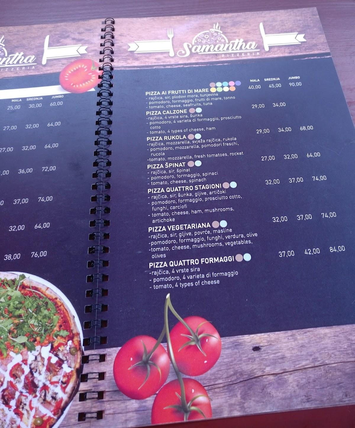 Menu at Pizzeria Samantha, Pula, Labinska ul. 11