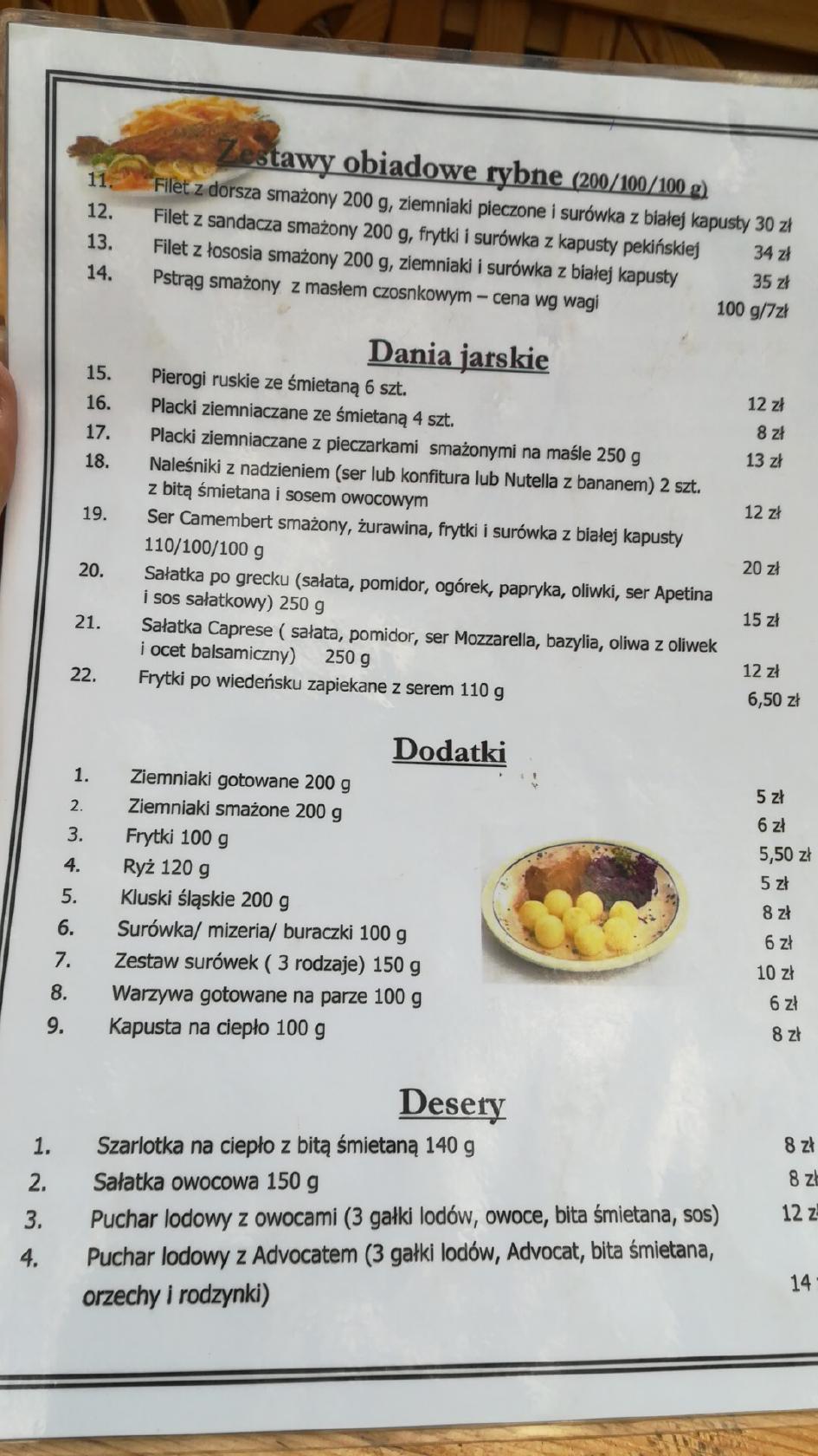 Menu at Restauracja Borowik restaurant, Turawa