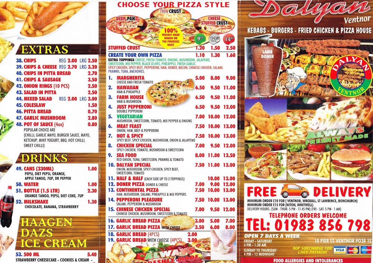 Menu at Dalyan Ventnor fast food, Ventnor