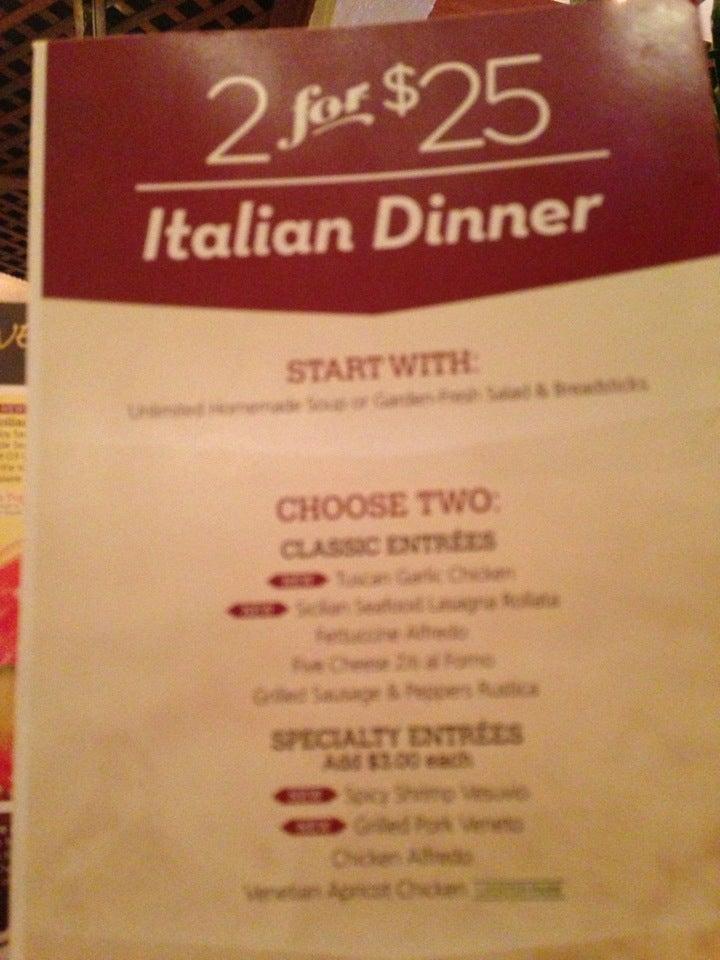 Menu at Olive Garden Italian Restaurant, Racine, Durand Ave
