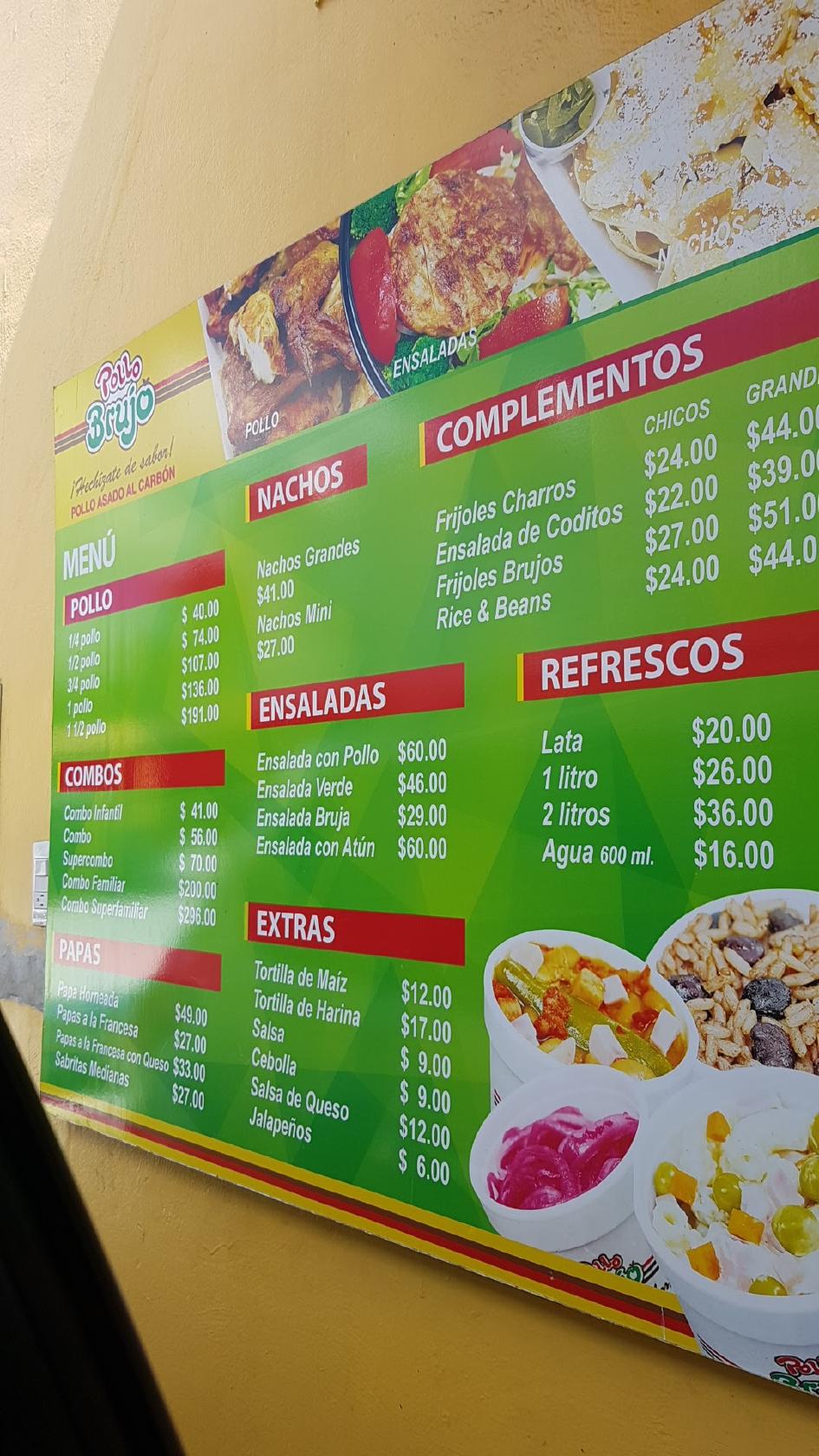 Menu at Pollo Brujo Nápoles restaurant, Chetumal, Camelias 425 Esquina  Nápoles