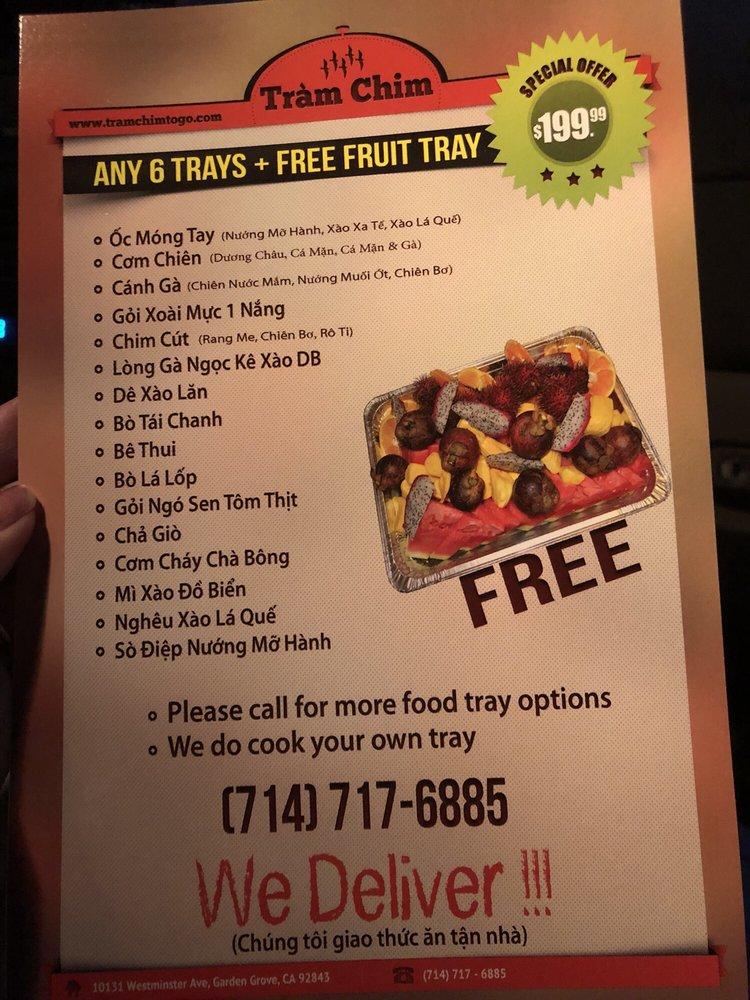 Menu at Tràm Chim Live King Crab restaurant, Westminster, Beach Blvd A