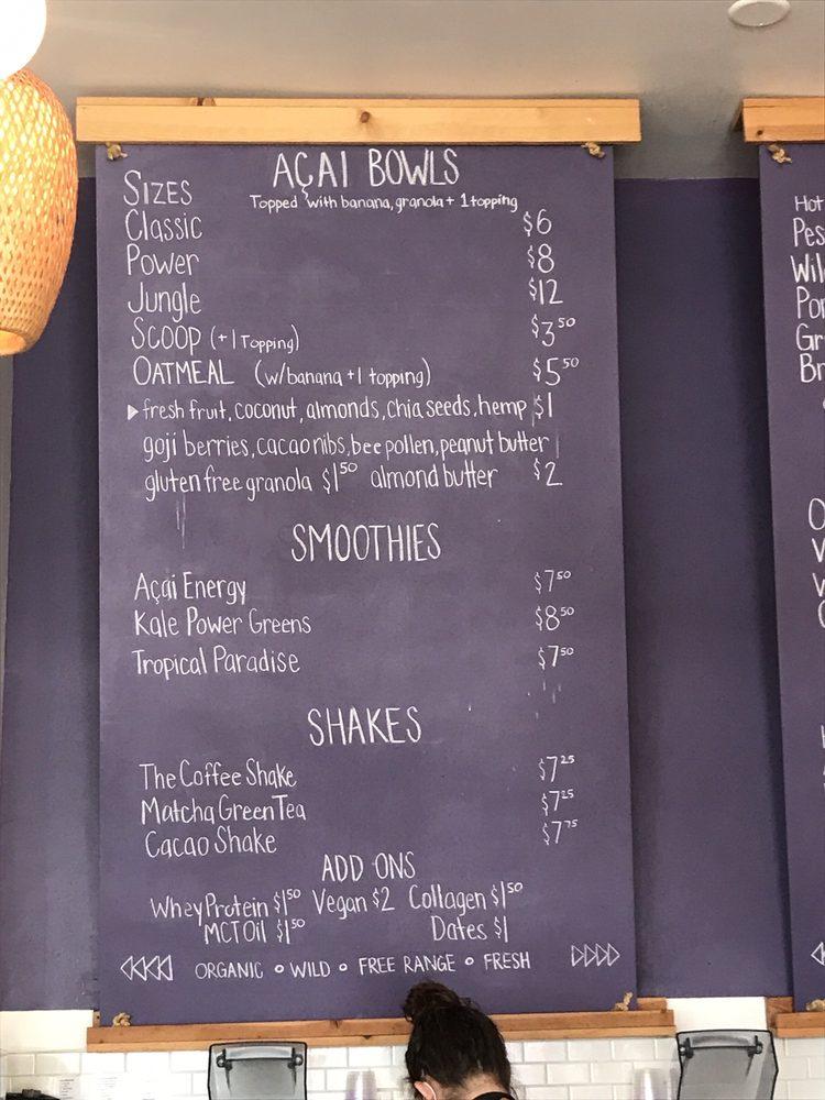 Menu at Açai Jungle Bowls Cafe, Burbank