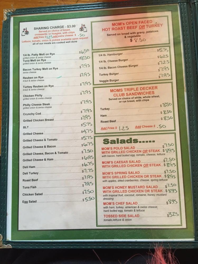 Menu at Mom's Kitchen restaurant, Greenacres