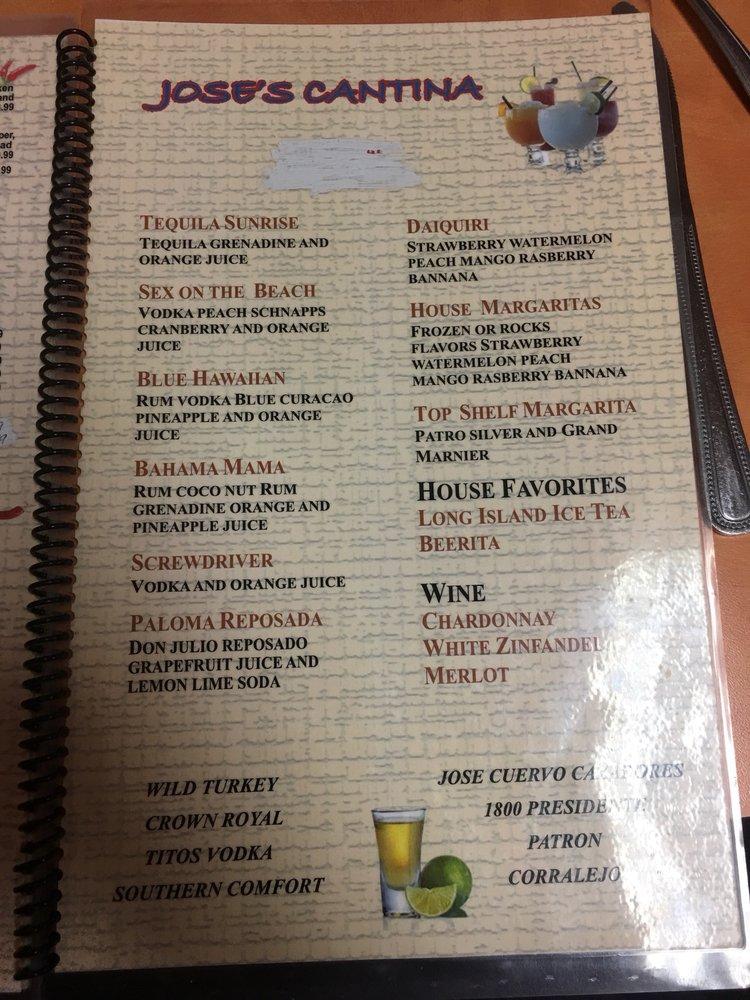 Menu at Jose's Mexican Restaurant, Dayton