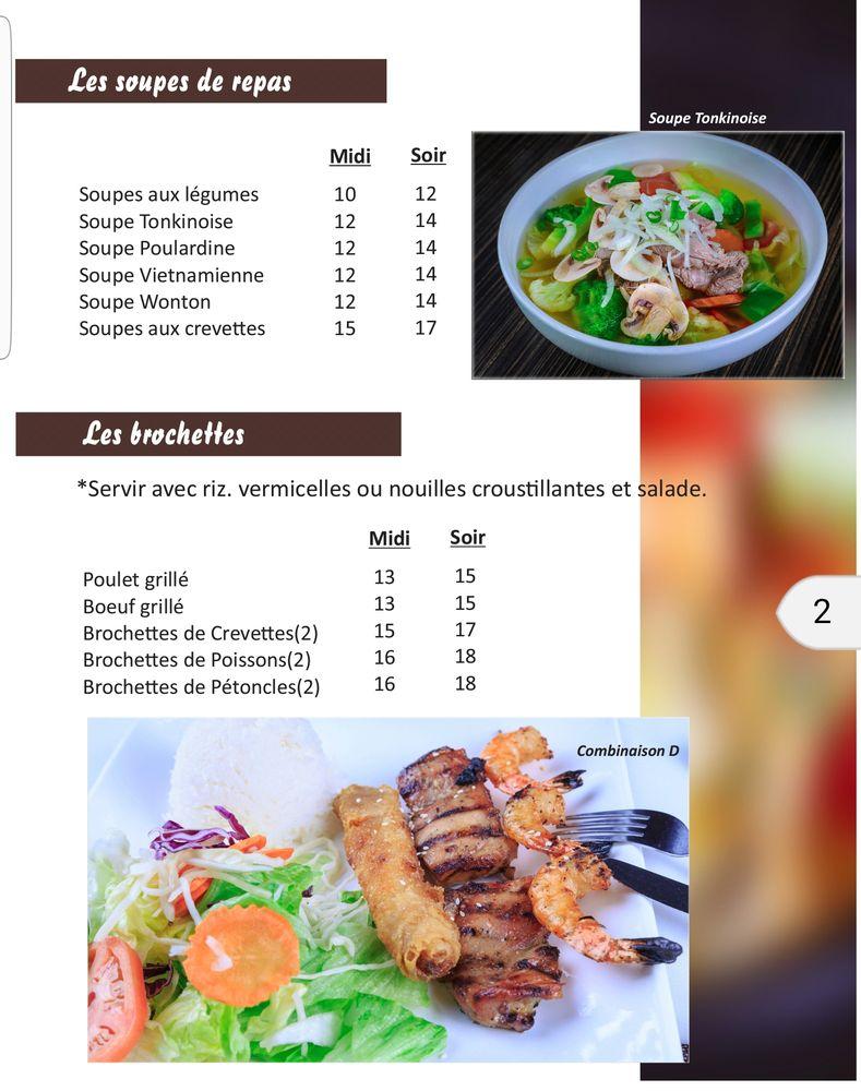 Menu au Chez Lan restaurant, Terrebonne