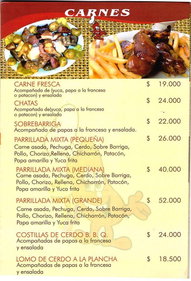 Menu at La Frijolada de Mao restaurant, Bucaramanga