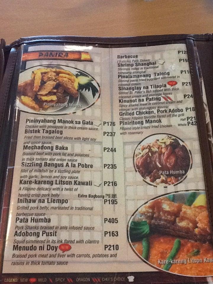 Menu at Chef Doy’s Gourmet Restaurant, Naga