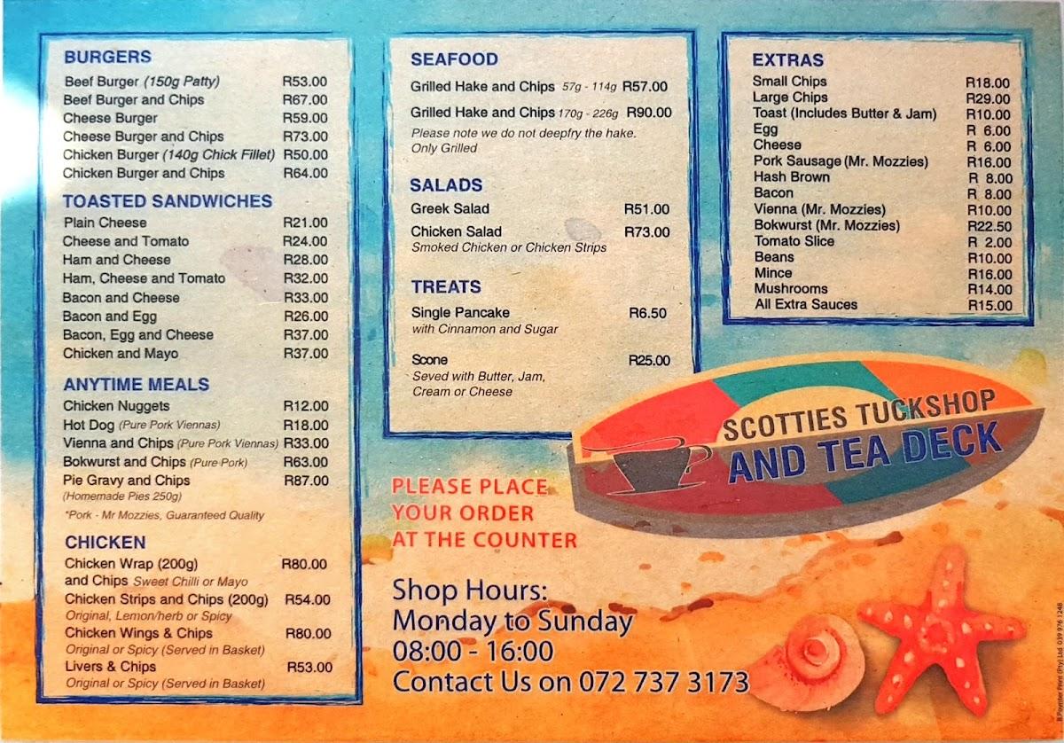 Menu at Scotties Coffee Shop cafe, Scottburgh