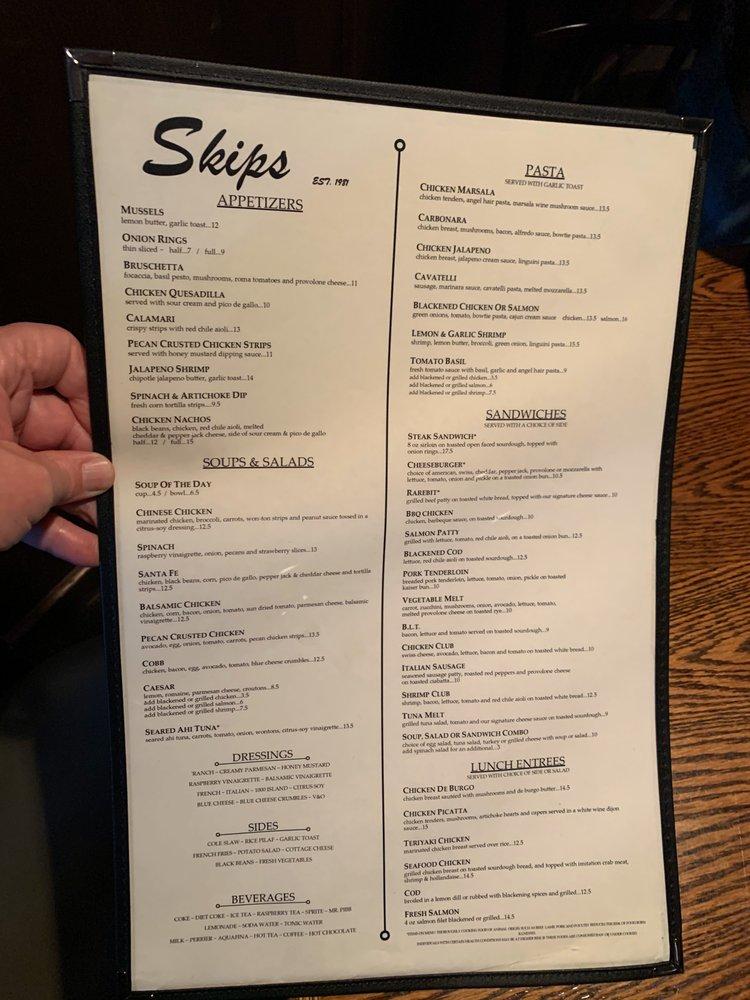 Menu at Skip's pub & bar, Des Moines