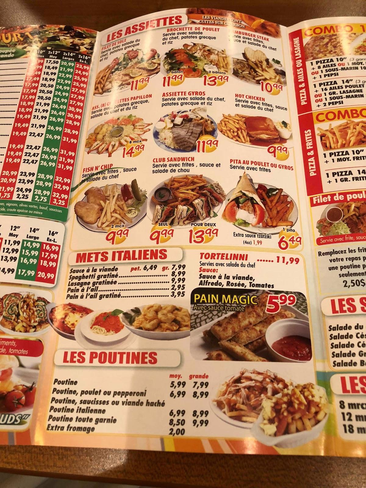 Menu at Bellapizza pizzeria, Repentigny