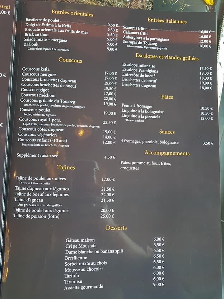 Menu au La Baie du Touareg, HamsurHeureNalinnes, 5