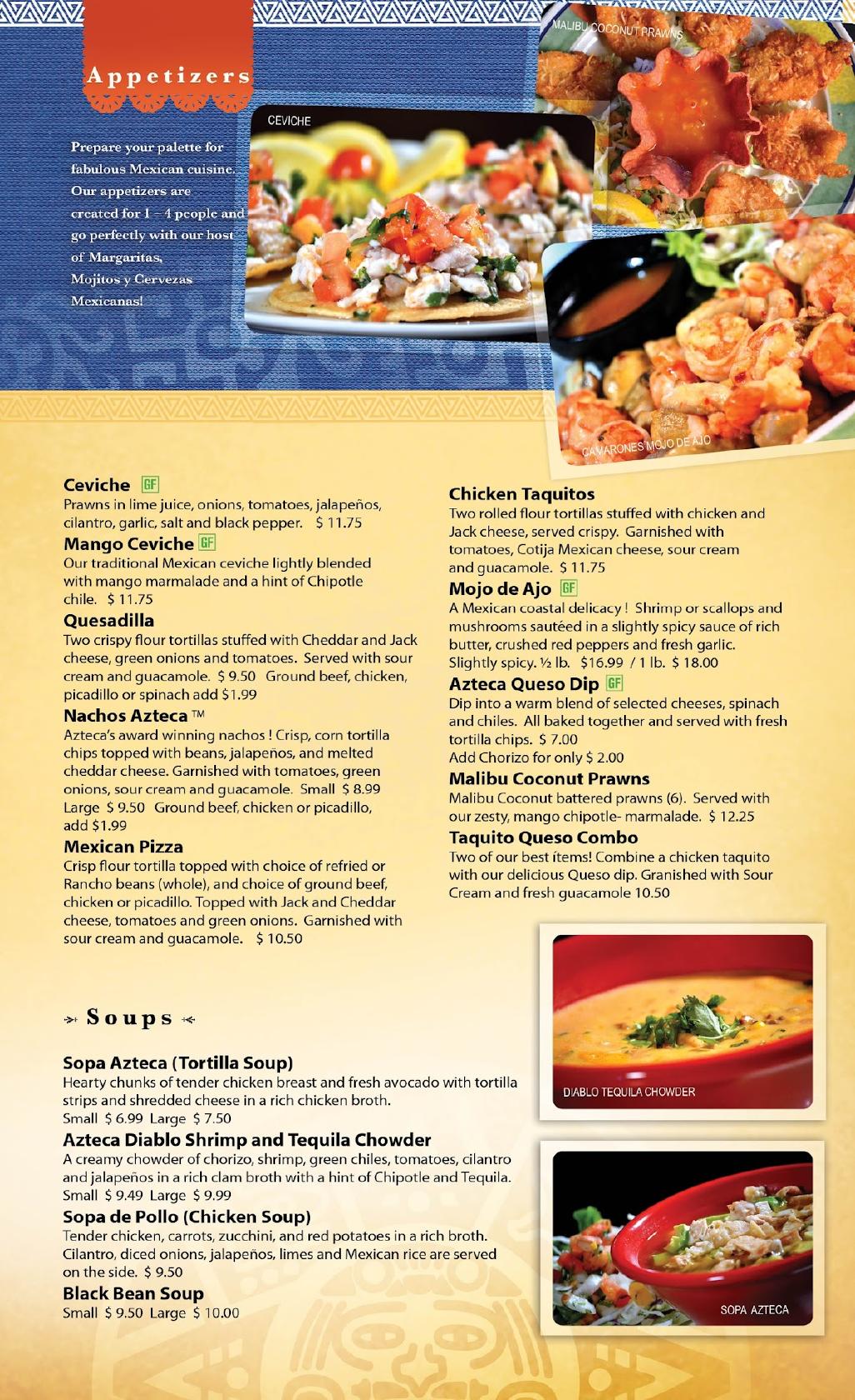 Menu at Azteca D'Oro Mexican Restaurant OBT, Orlando, S Orange Blossom Trl