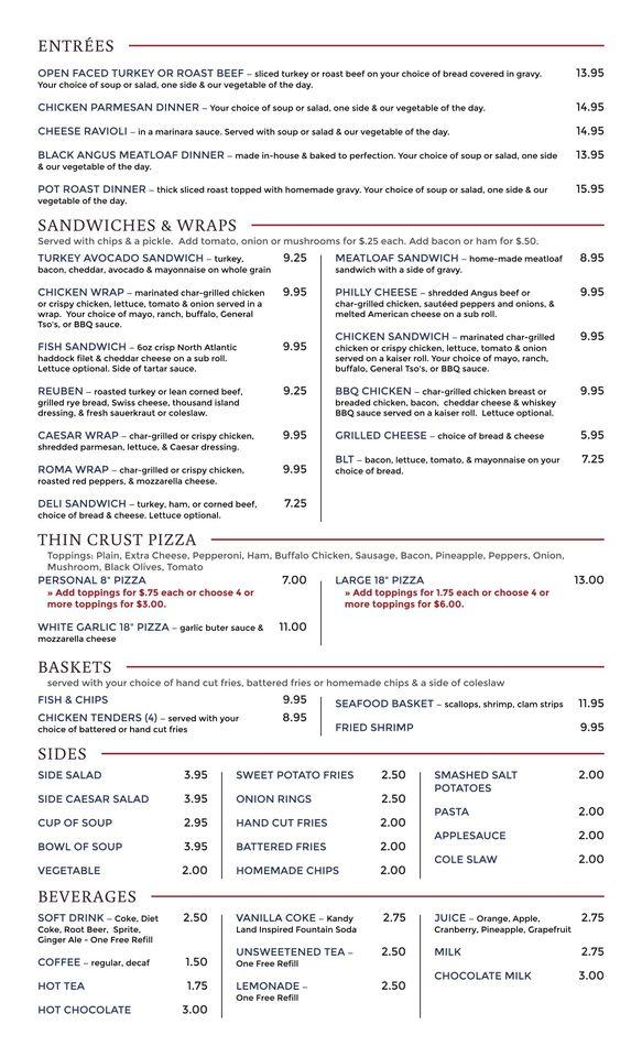 Menu at Hancock House Bar & Restaurant, Hancock