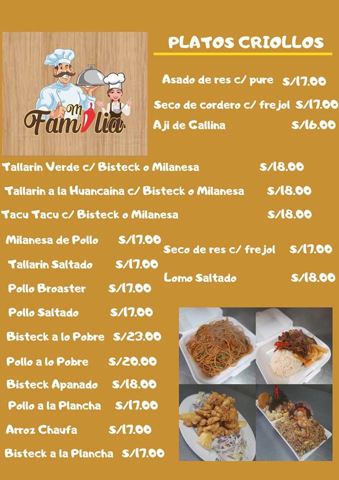 Menu at Restaurant Mi Familia, Lima