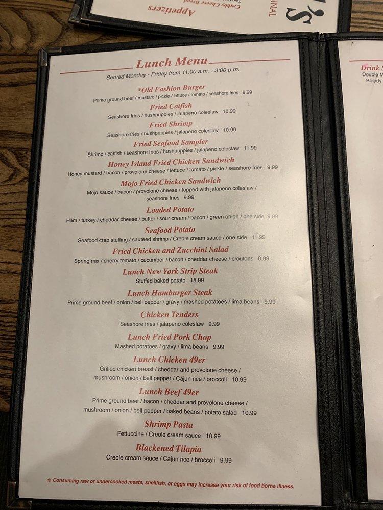 Menu at Chesterfield's pub & bar, Hattiesburg