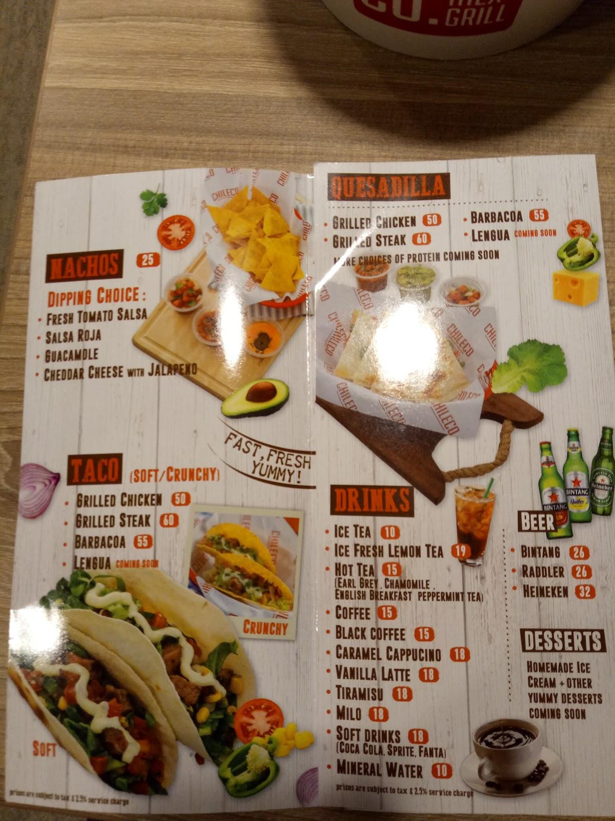 Menu at Chileco Mexican Grill restaurant, South Jakarta, Bursa Efek ...