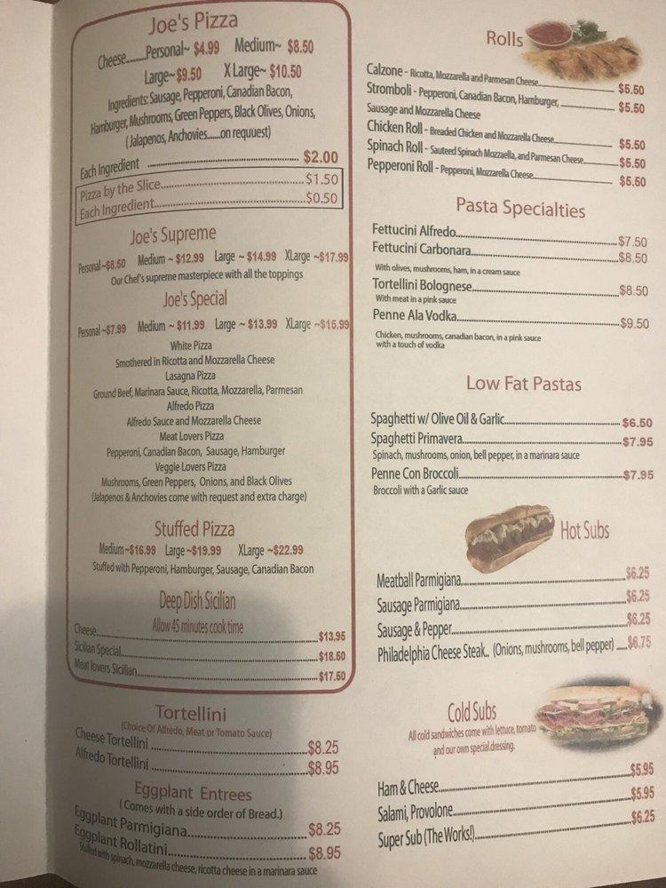 Menu at Joe's Pizza & Pasta pizzeria, Decatur